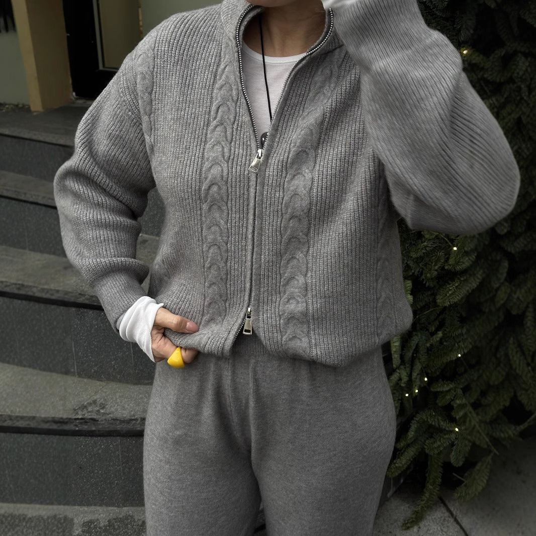 Damen Strickpullover mit hoher Kragen und Reißverschluss Drune
