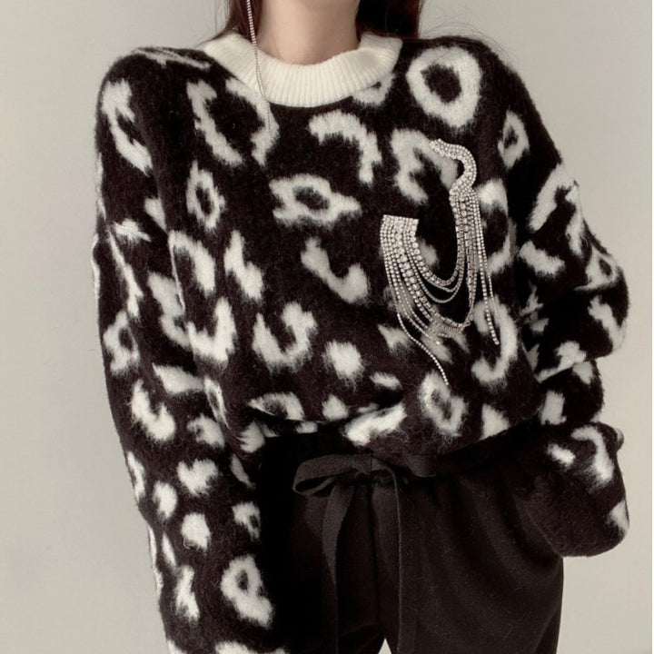 Damen Großer Pullover im Animal-Print Design Drune