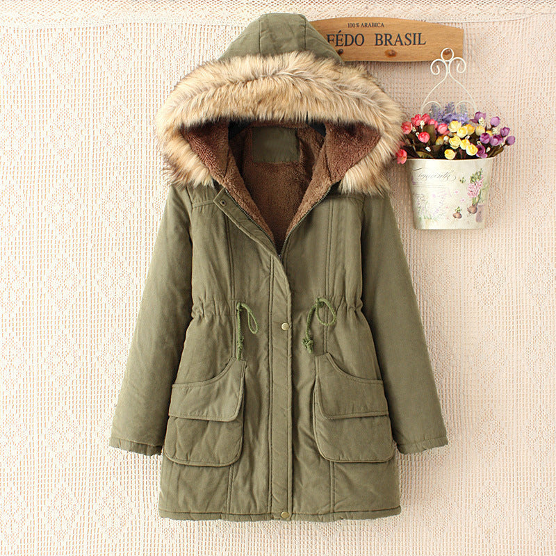 Damen gefütterte Parkajacke mit abnehmbarem Kunstfellkragen und praktischen Taschen Drune