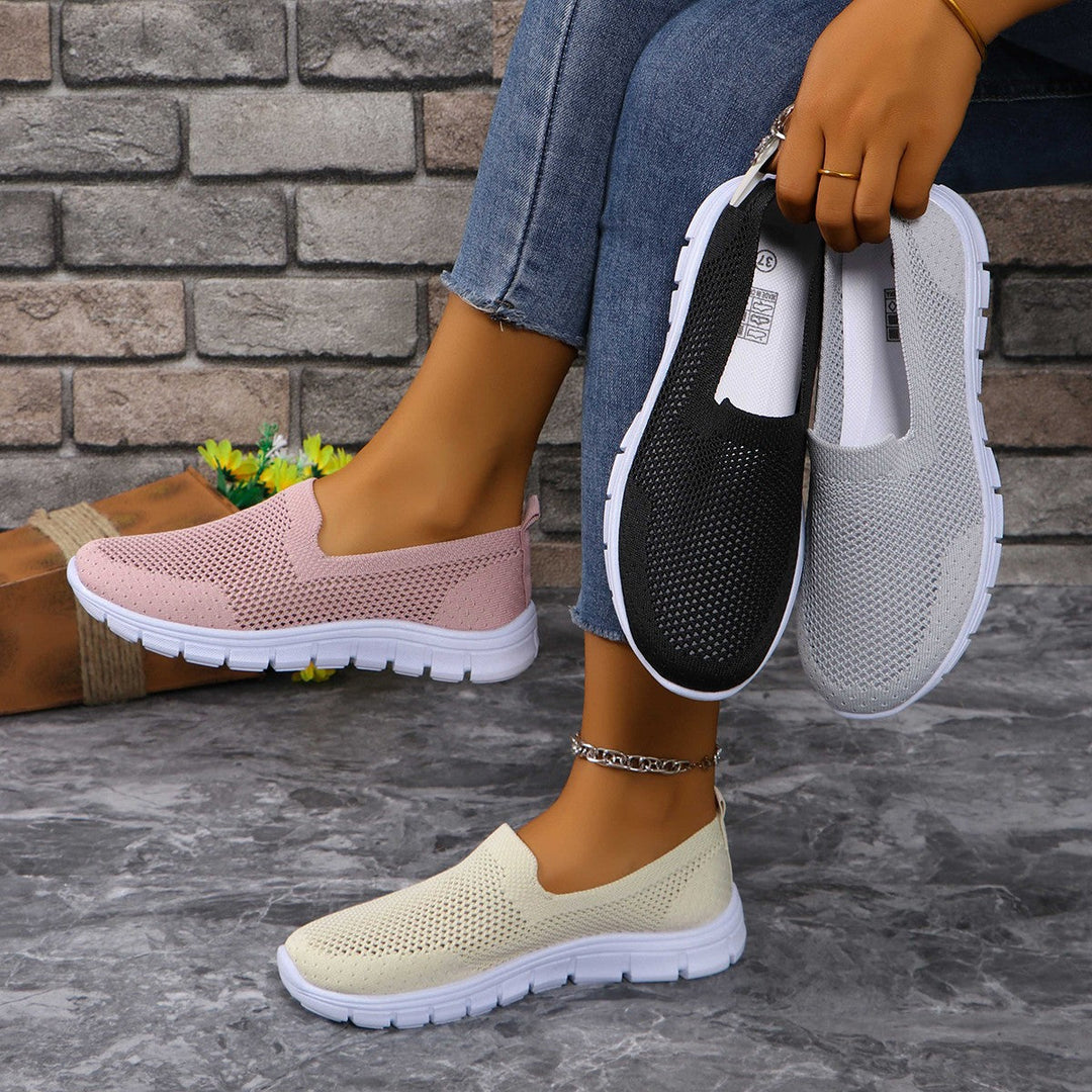 Damen Slip-On Freizeitschuhe mit atmungsaktiver Netzstruktur Drune