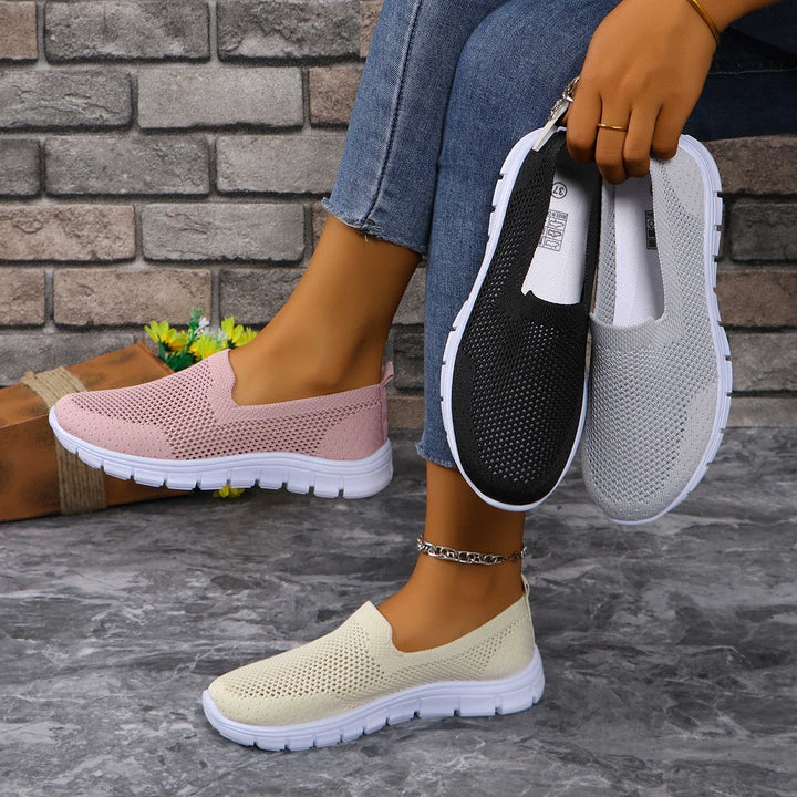 Damen Slip-On Freizeitschuhe mit atmungsaktiver Netzstruktur Drune