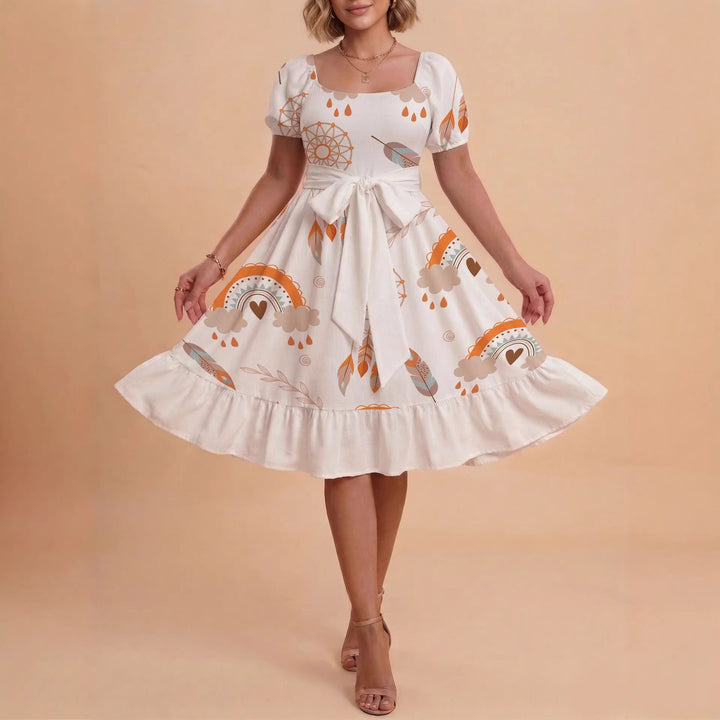 Damen Verspieltes Maxikleid mit Bärenmuster und taillierbarem Band Drune