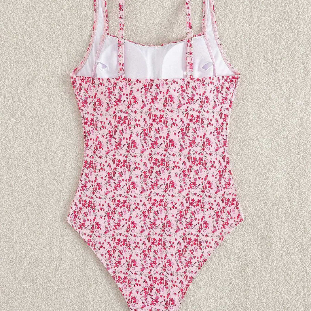 Damen Einteiliger Badeanzug mit floralem Rüschendesign Drune