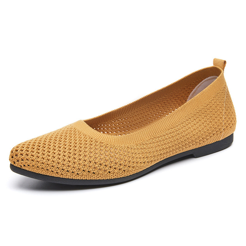 Damen nan atmungsaktive gestrickte Ballerina-Slipper mit flexibler rutschfester EVA-Sohle Drune