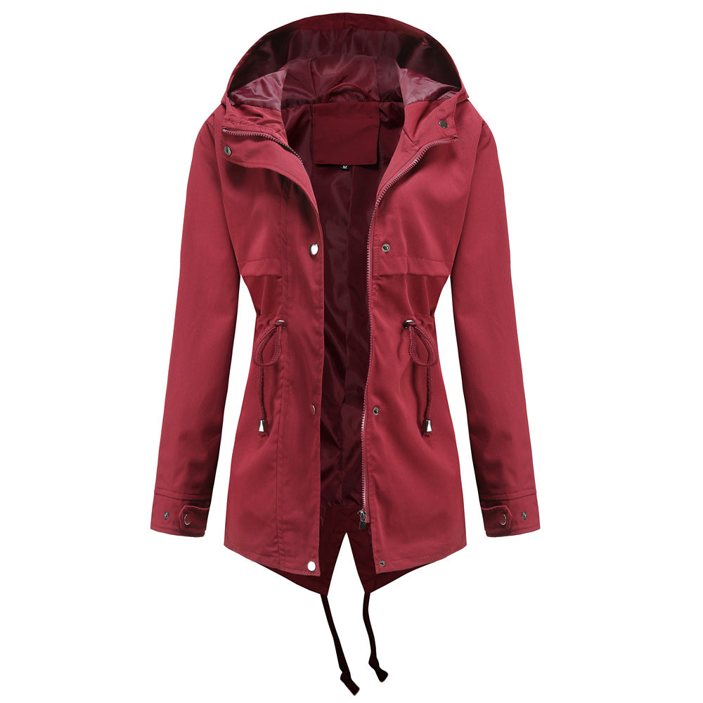 Damen nan wasserabweisender Parka mit taillenkordel und asymmetrischem Saum Drune