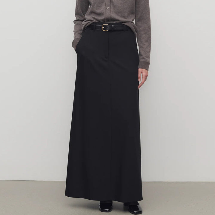 Damen Eleganter Maxirock mit hohem Bund und seitlichen Taschen Drune