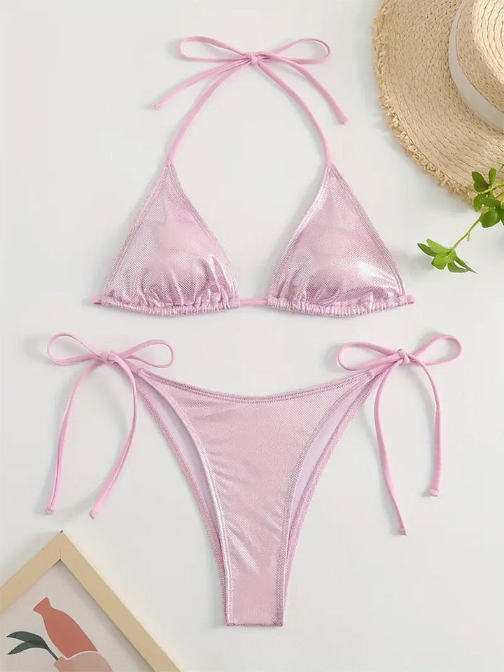 Damen Triangel-Bikini mit diamantartigem Netz-Design Drune
