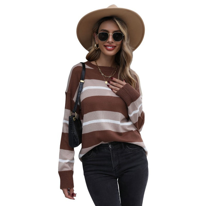 Damen gestreifter Strickpullover Drune
