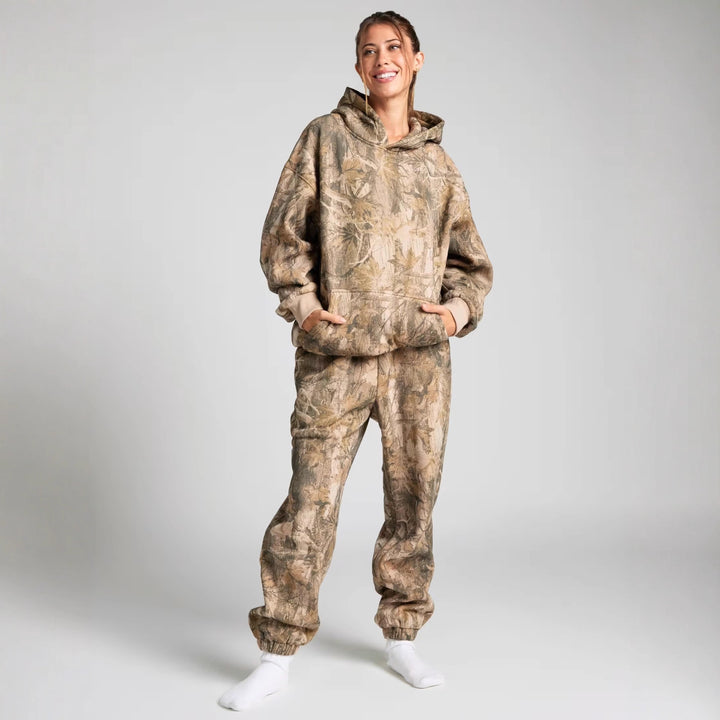 Damen Oversized Kapuzenpullover im Camouflage-Design Drune