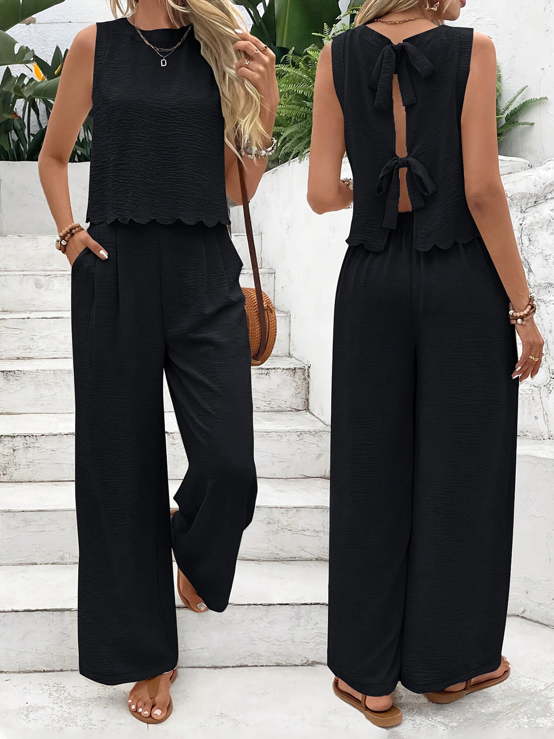 Damen Lässiger Jumpsuit mit elegantem Rückenausschnitt und weitem Bein Drune