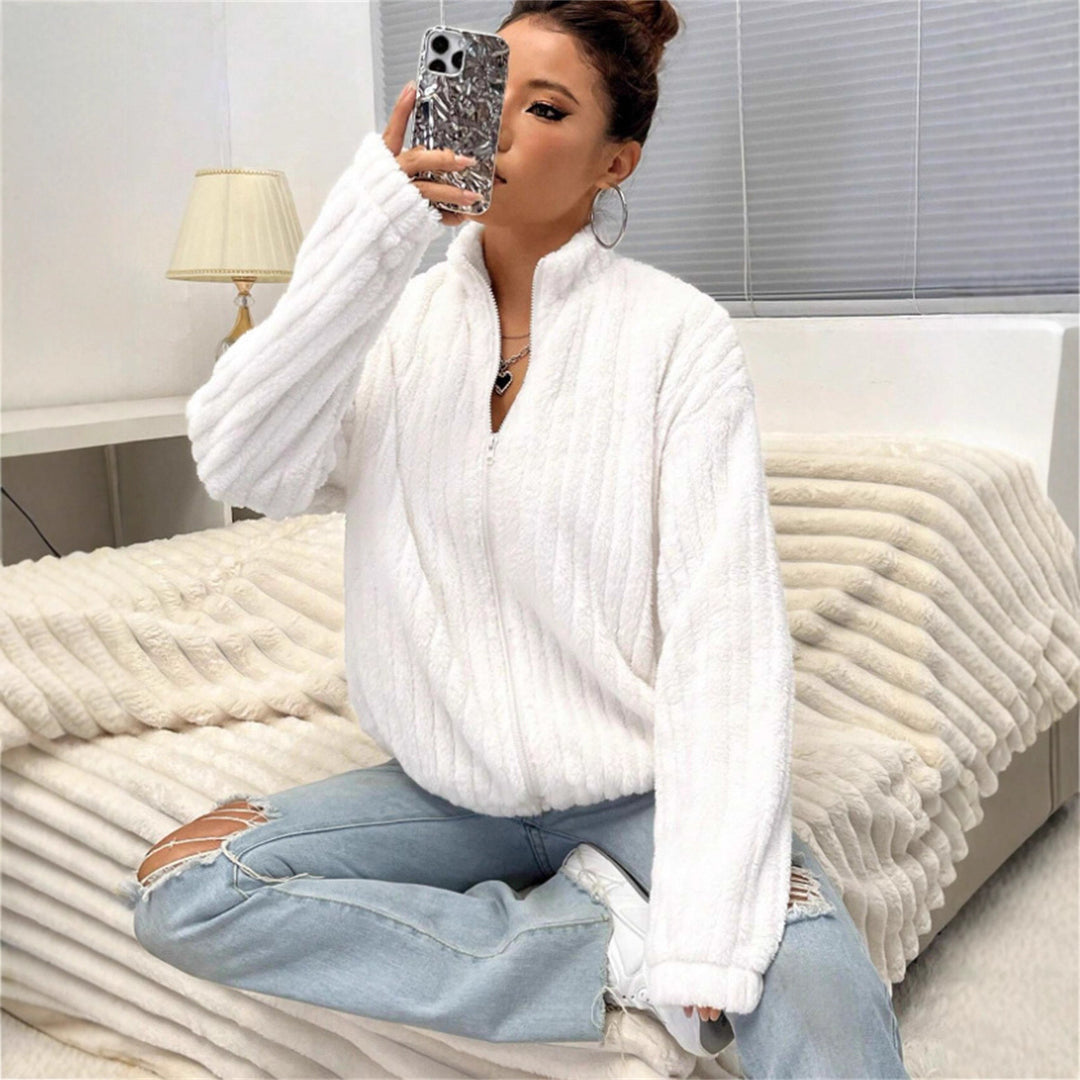 Damen weiche Fleecejacke mit hohem Kragen und Reißverschluss Drune