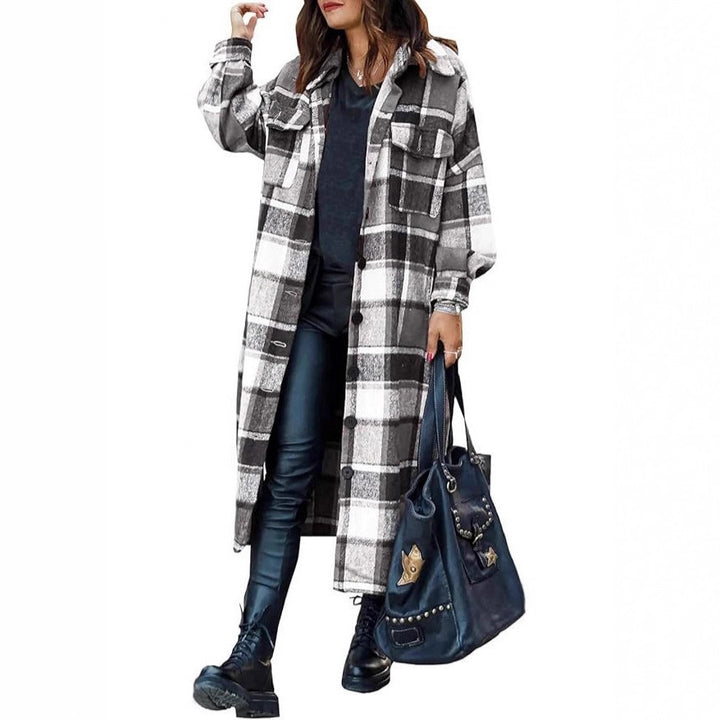 Damen Long-Blusenjacke im karrieren Design Drune