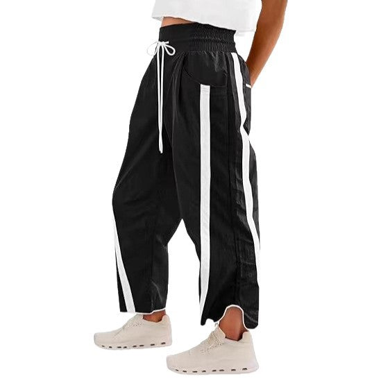 Damen lockere Sporthose mit elastischem Bund und Kontraststreifen Drune