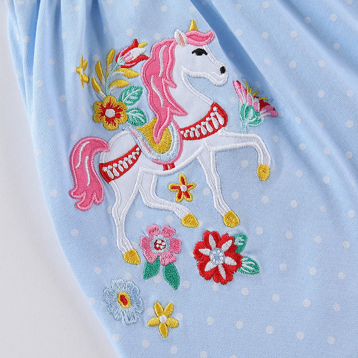 Mädchen Sommerkleid mit gesticktem Einhornmotiv Drune