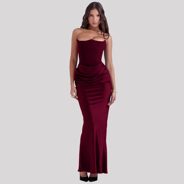 Damen Elegantes Abendkleid mit tiefem Dekolleté und drapierten Details Drune