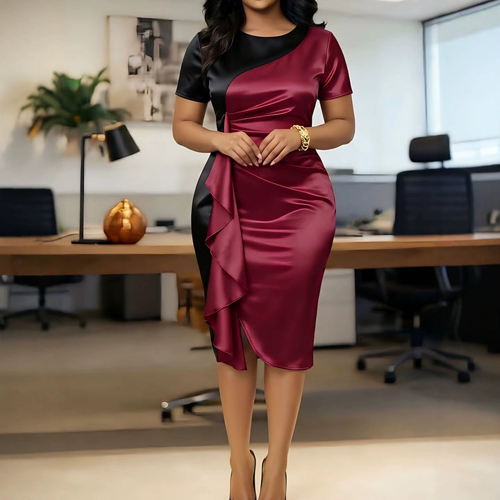 Damen Glamouröses Wickelkleid mit asymmetrischer Drapierung Drune