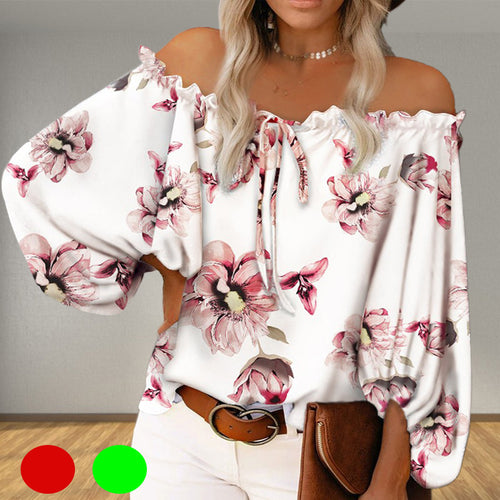 Damen Off-Shoulder-Bluse mit Blumenmuster Drune