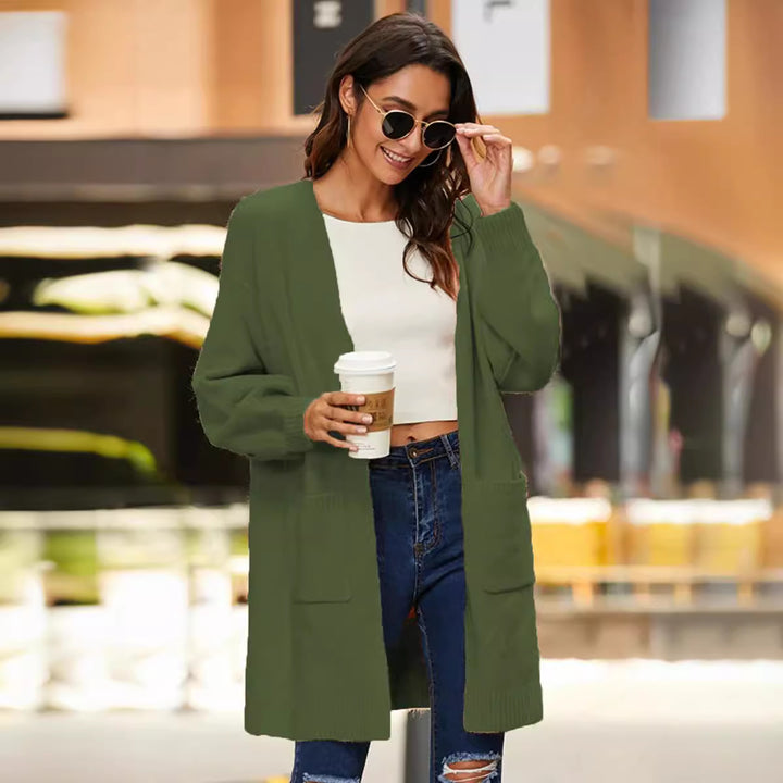 Damen gemütlicher Strickcardigan mit tiefen Taschen und weichem Material Drune