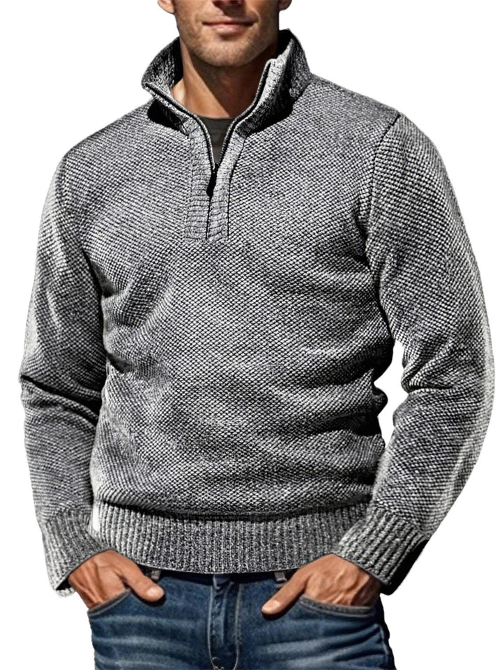 Herren nan strukturierter Halbzip-Troyer mit markantem Strickmuster und Stehkragen Drune