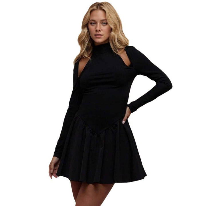 Damen Minikleid mit asymmetrischen Ausschnitten und schwingendem Rock Drune