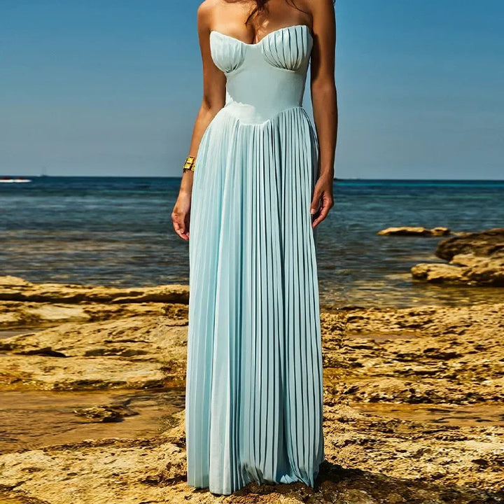 Damen Elegantes plissiertes Abendkleid Drune
