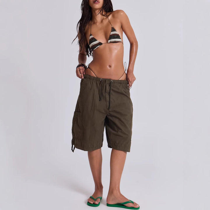 Damen lässige kurze Cargo-Shorts mit verstellbarem Bund und praktischen Taschen Drune