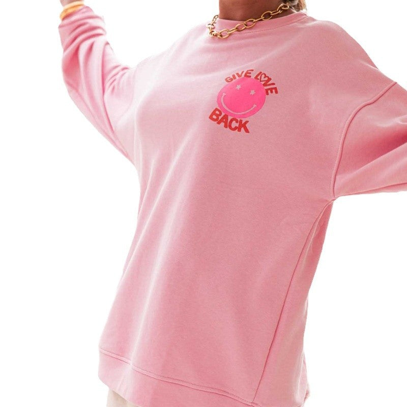 Damen lässiges Sweatshirt mit kreativem Motiv und weit geschnittenen Ärmeln Drune