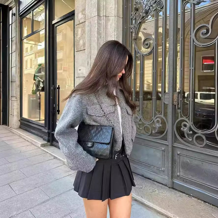 Damen modische cropped Wolljacke Drune