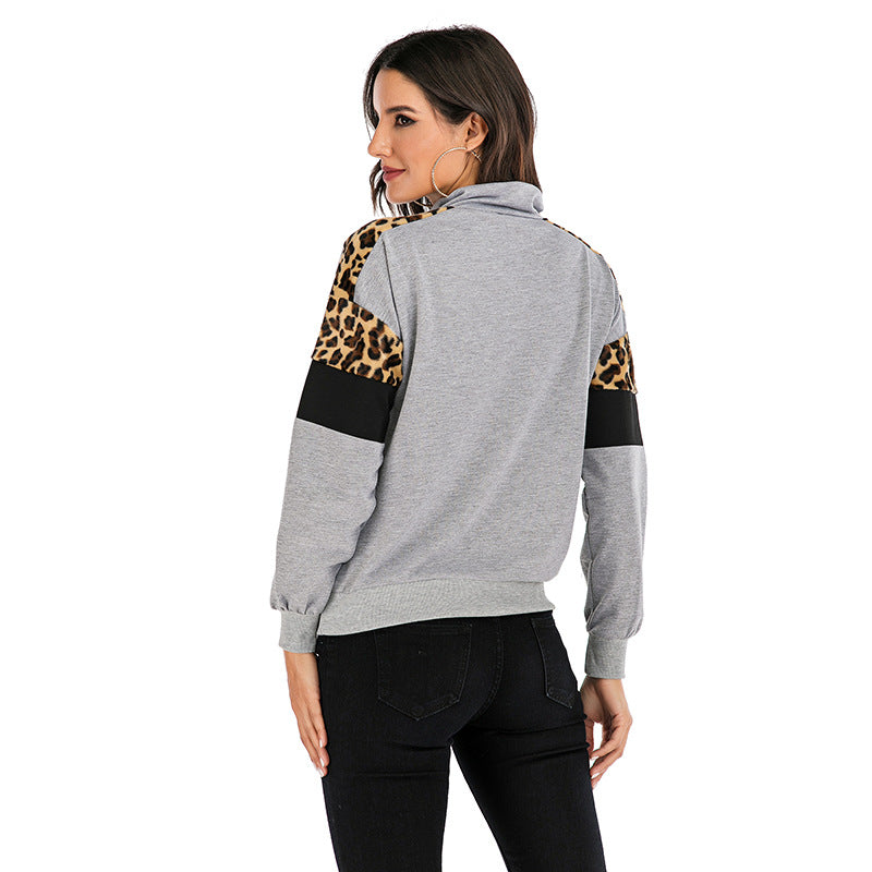 Damen Freizeitpullover mit tierischem Muster und hohem Kragen Drune