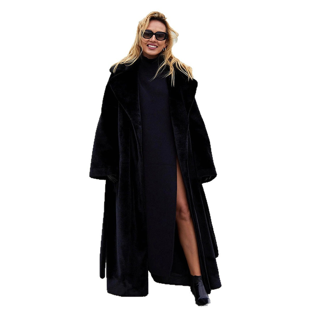 Damen Eleganter und warmer Übermantel mit breitem Kragen und Knopfverschluss Drune