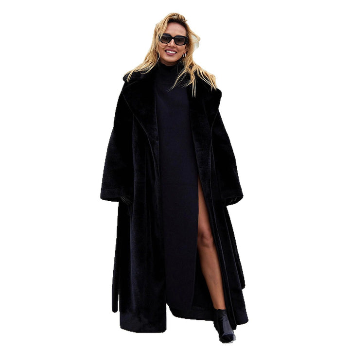 Damen Eleganter und warmer Übermantel mit breitem Kragen und Knopfverschluss Drune
