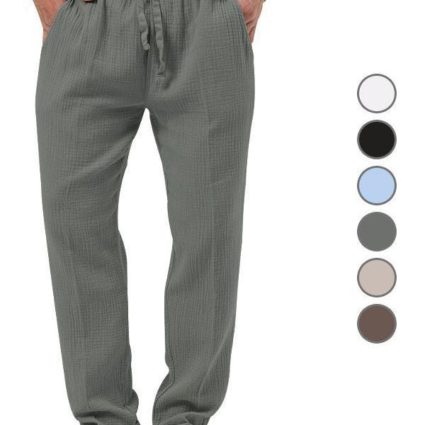 Herren nan lässige Leinen-Relaxhose mit elastischem Tunnelzugbund und praktischen Seitentaschen Drune