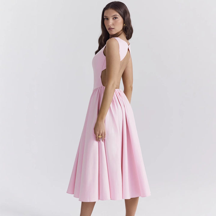 Damen Elegantes Midi-Kleid mit ausgefallenem Schnitt Drune