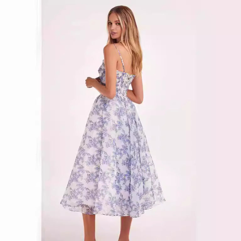 Damen Midi-Kleid mit floralem Chiffon-Obermaterial und schmeichelndem Schnitt Drune