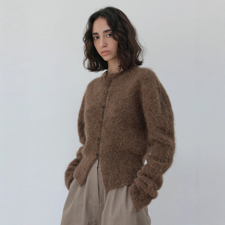 Damen eleganter und warmer Strickcardigan mit Knopfleiste Drune