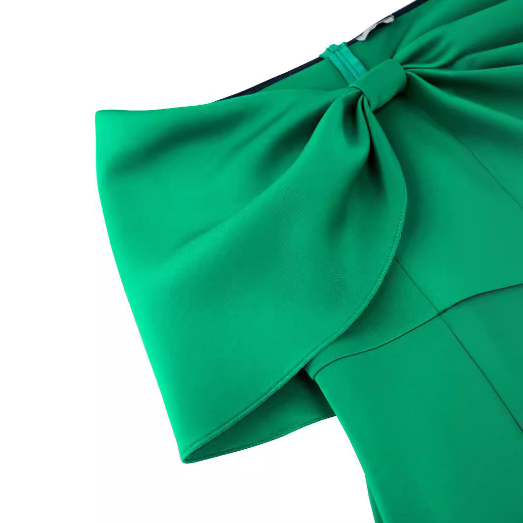 Damen Elegantes Midi-Kleid mit übergroßem Schleifen-Detail Drune