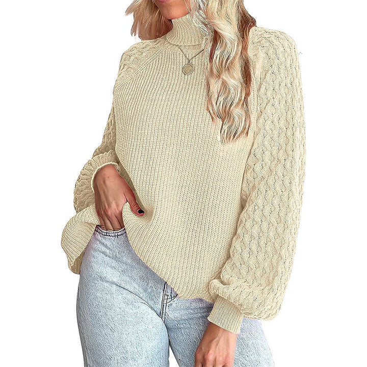 Damen Grobstrickpullover mit Stehkragen und Strukturmuster Drune