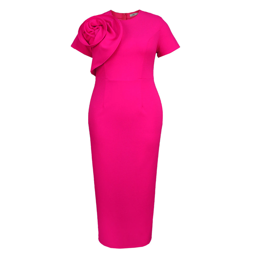 Damen Elegantes Maxikleid mit floralem Rüschendetail Drune