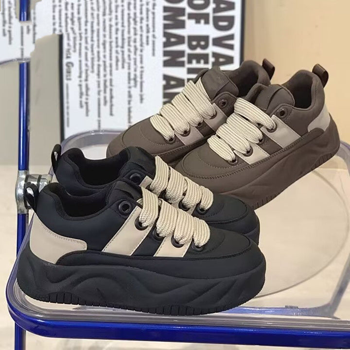 Damen Plattform Sneakers mit dickem Gummi-Style und farblich abgesetzten Details Drune