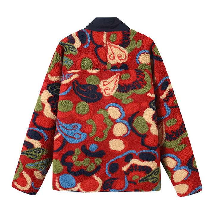 Damen Kuschelige Fleecejacke mit buntem Muster Drune