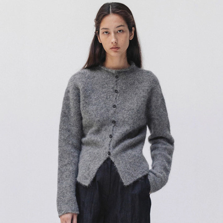 Damen eleganter und warmer Strickcardigan mit Knopfleiste Drune