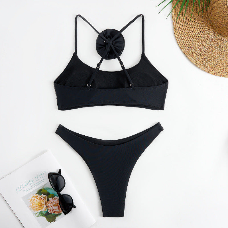 Damen Bikini-Set mit floralem Detail und hohem Beinausschnitt Drune