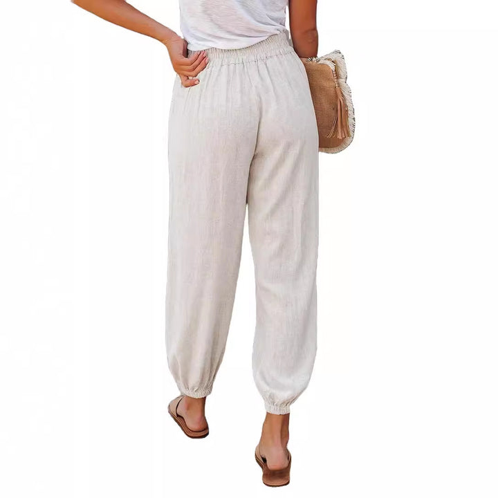 Damen lässige Freizeithose mit elastischem Bund und seitlichen Taschen Drune