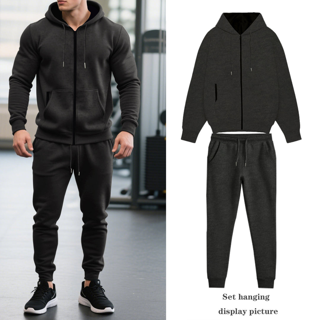 Herren nan zweiteiliges Performance Fleece Jogginganzug-Set mit Kapuzenjacke, verdecktem Reißverschluss und tapered Jogginghose Drune