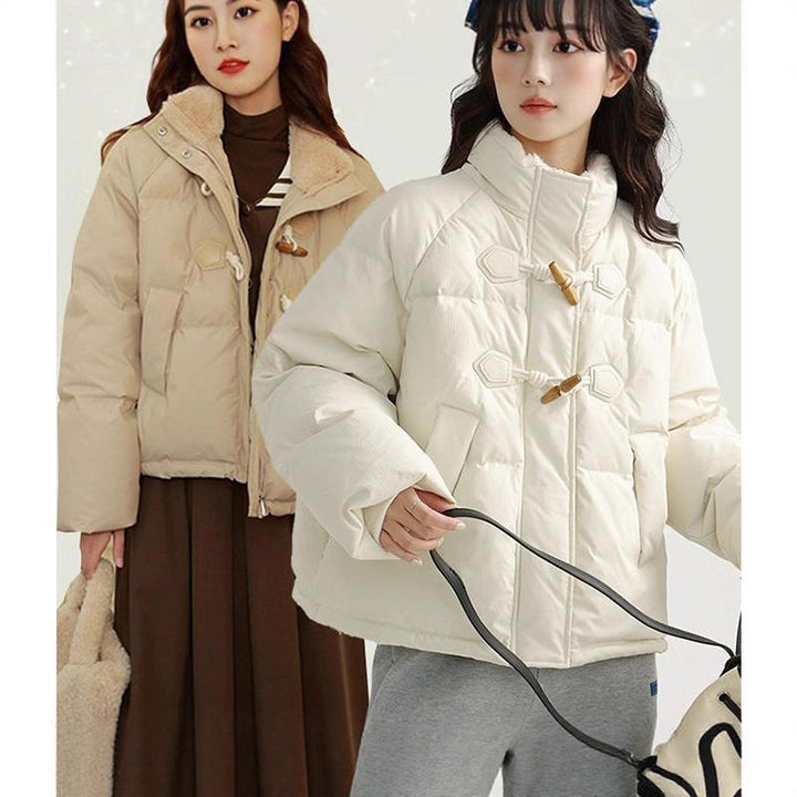 Damen Übergroße Steppjacke mit hohem Kragen und Knopfdetails Drune