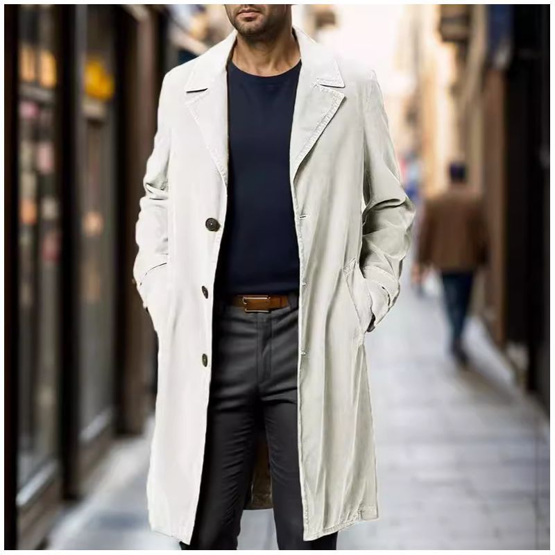 Herren eleganter Trenchcoat aus hochwertigem Gewebe mit praktischen Taschen Drune