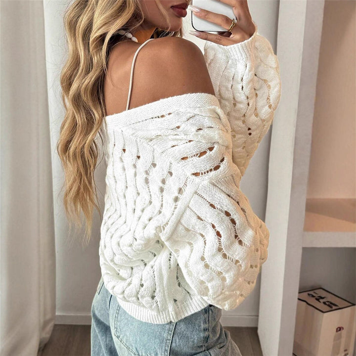 Damen Strickpullover mit einzigartigem Lochmuster und lässigem Schnitt Drune