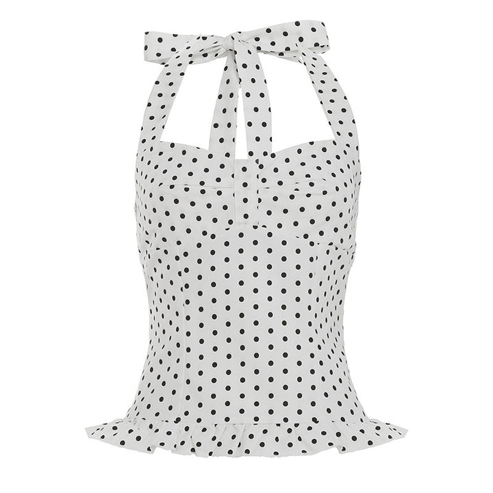 Damen Verspieltes Polka-Dots Oberteil mit schickem Rüschenabschluss Drune