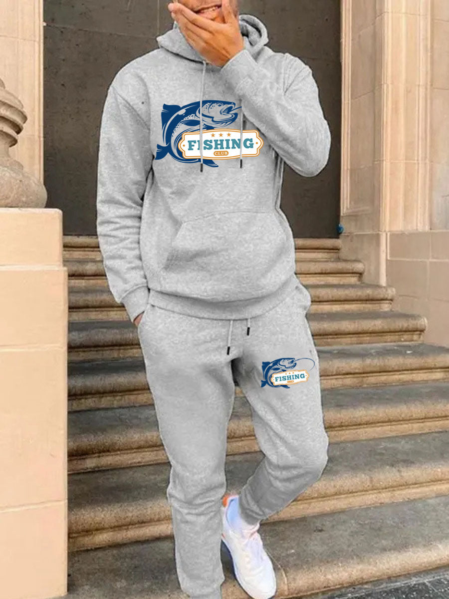 Damen Sweatshirt- und Jogginghose Set mit angedeutetem Fischmotiv Drune