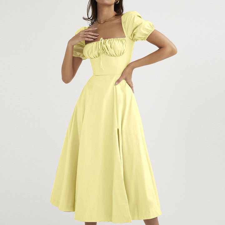 Damen Off-Shoulder Maxikleid mit schmeichelndem Split und elastischem Oberteil Drune